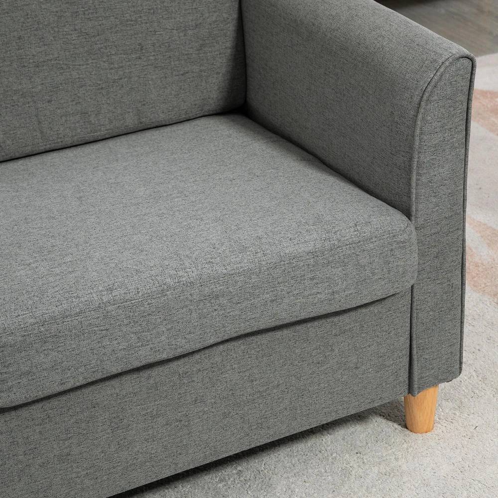 Homcom Dvivietė sofa su pagalvėlėmis, lininė, šviesiai pilka, 141x65x78cm