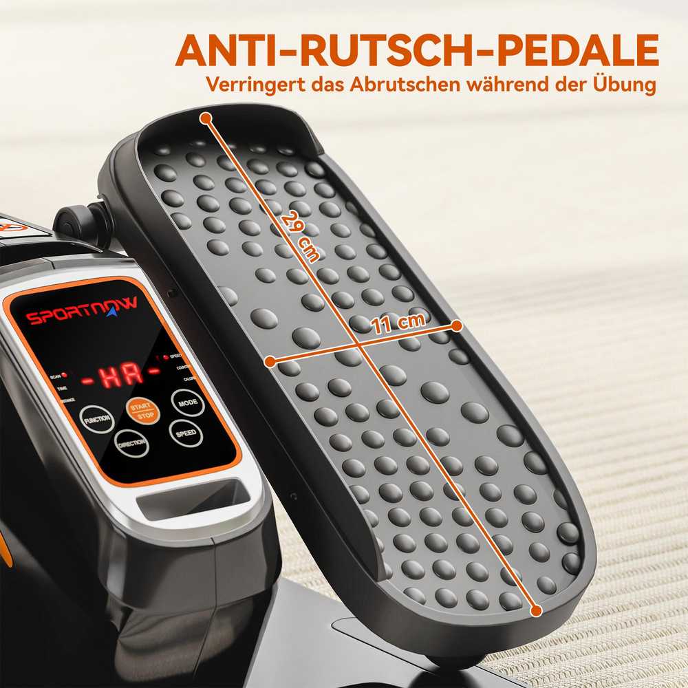 Elektrinis elipsinis treniruoklis, pedalų įrenginys su 12 reguliuojamų greičių, nešiojamas, lengvas, su nuotolinio valdymo pulteliu, LED monitoriumi, plienas, plastikas, juodas