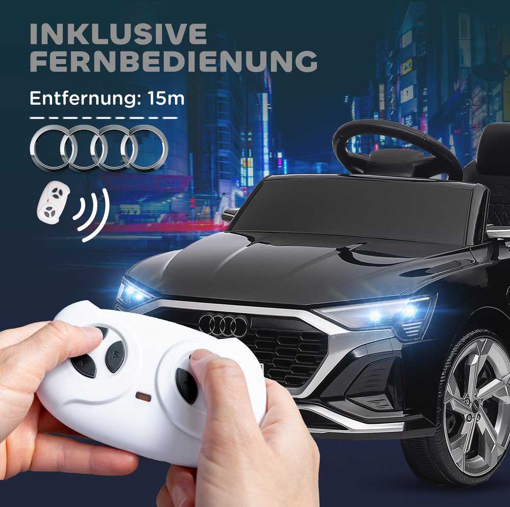 Elektrinis vaikiškas automobilis 12V Audi Q8, 3-5 km/h, nuotolinio valdymo pultas, žibintai, muzika, juodas