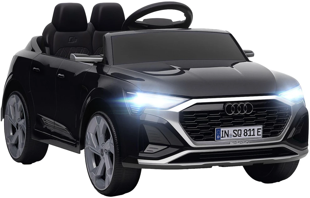 Elektrinis vaikiškas automobilis 12V Audi Q8, 3-5 km/h, nuotolinio valdymo pultas, žibintai, muzika, juodas
