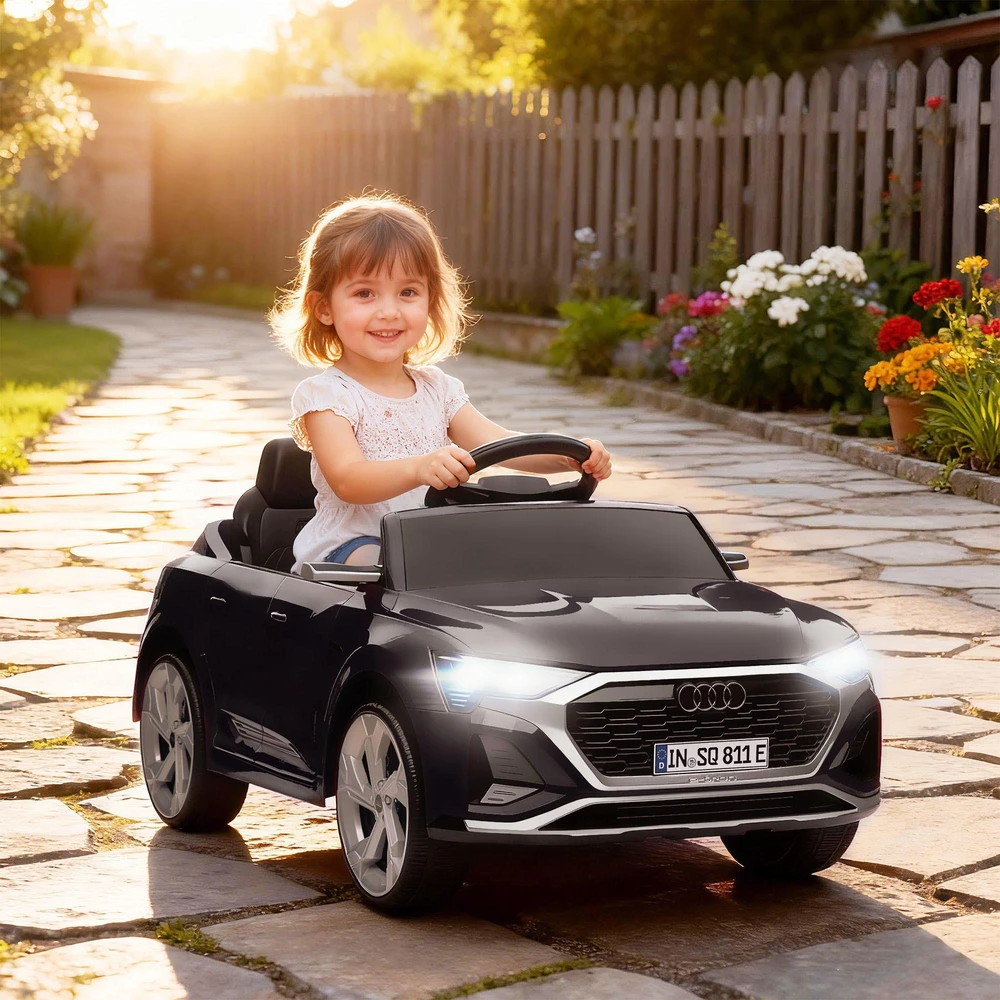 Elektrinis vaikiškas automobilis 12V Audi Q8, 3-5 km/h, nuotolinio valdymo pultas, žibintai, muzika, juodas