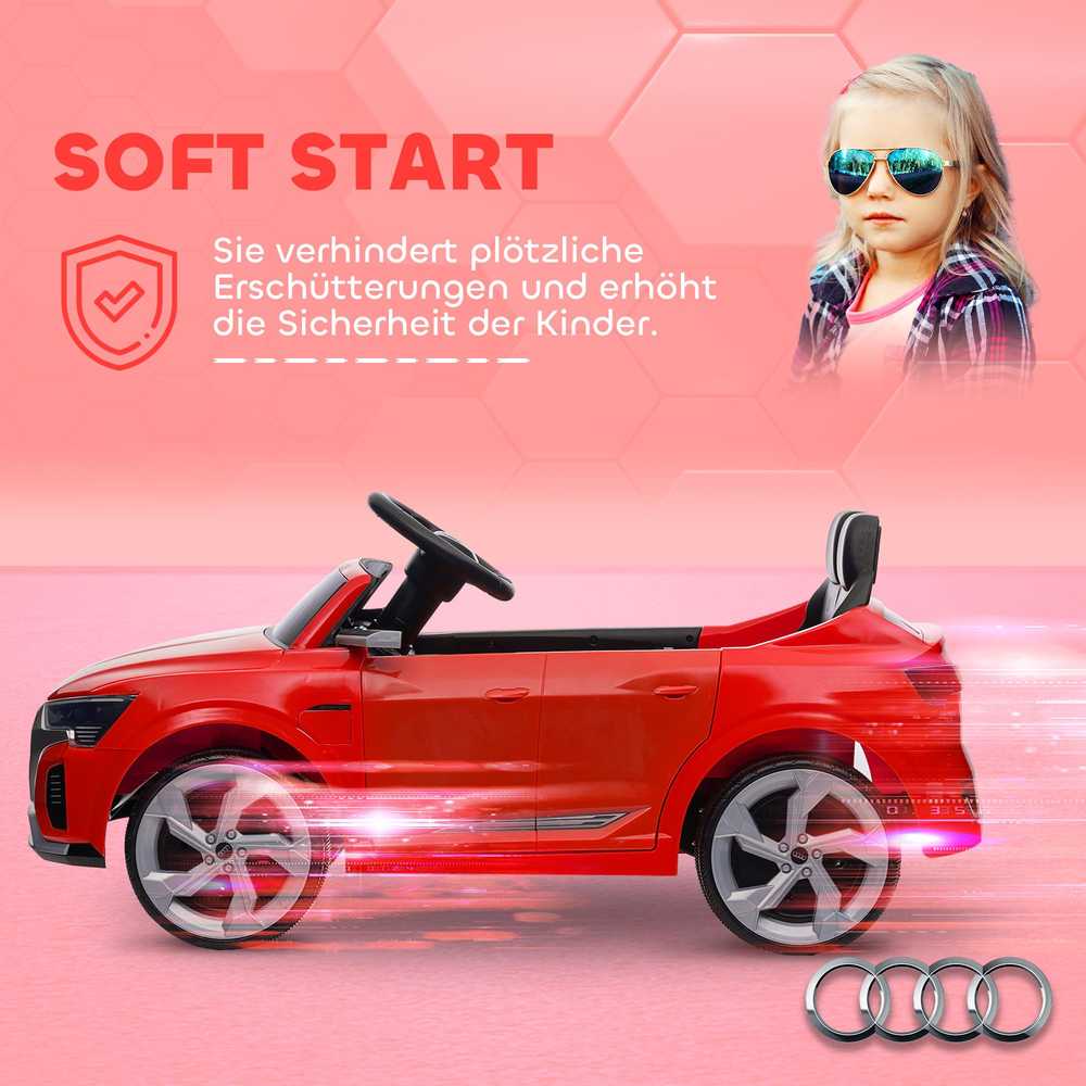 Vaikiškas elektromobilis, 12V Audi Q8, 3-5 km/val., nuotolinio valdymo pultas, žibintai, muzika, raudonas