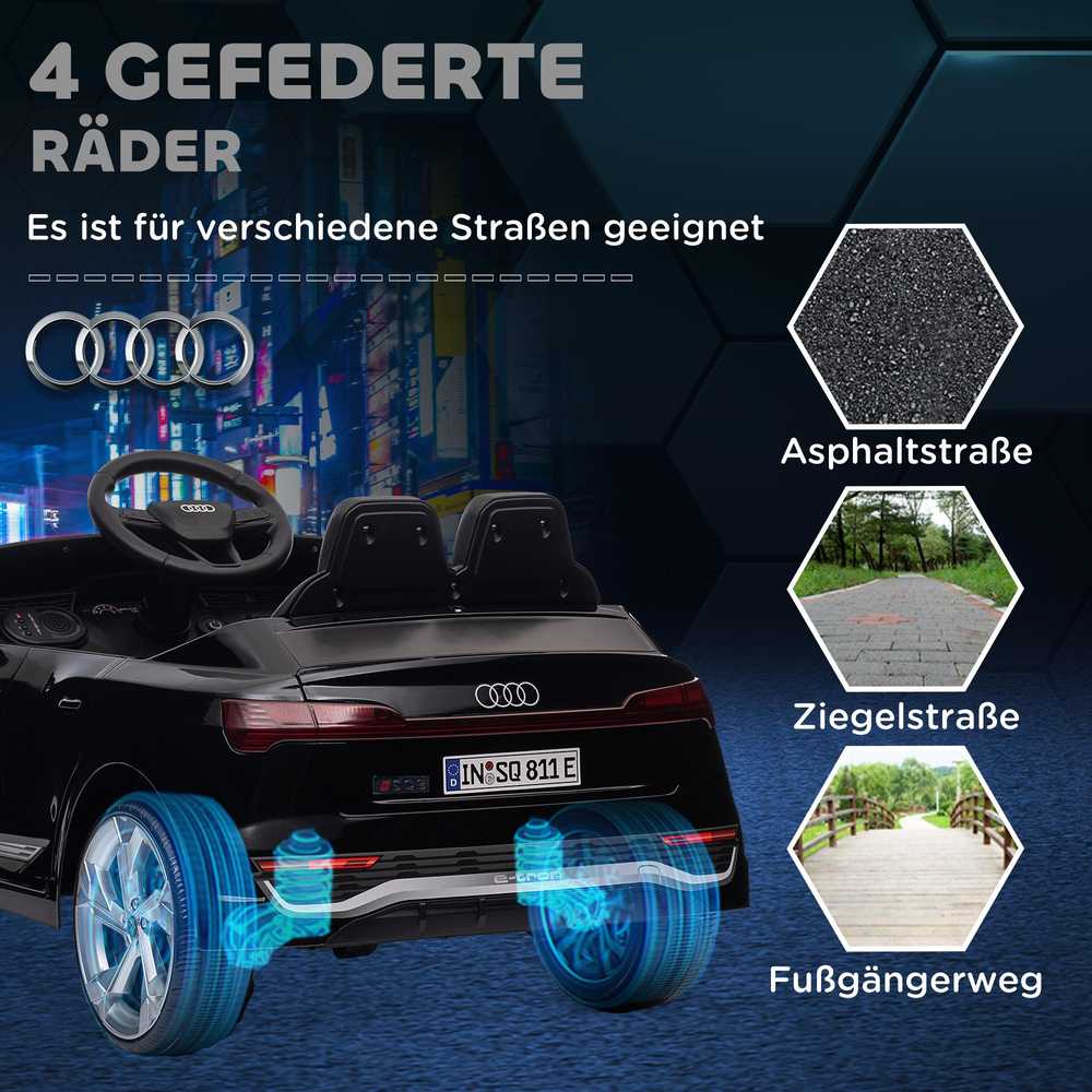 Elektrinis vaikiškas automobilis 12V Audi Q8, 3-5 km/h, nuotolinio valdymo pultas, žibintai, muzika, juodas