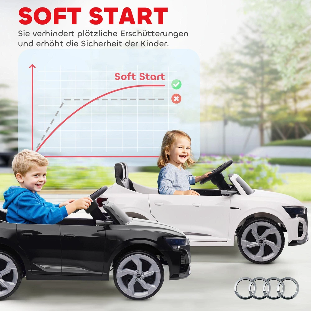 Elektrinis vaikiškas automobilis 12V Audi Q8, 3-5 km/h, nuotolinio valdymo pultas, žibintai, muzika, juodas