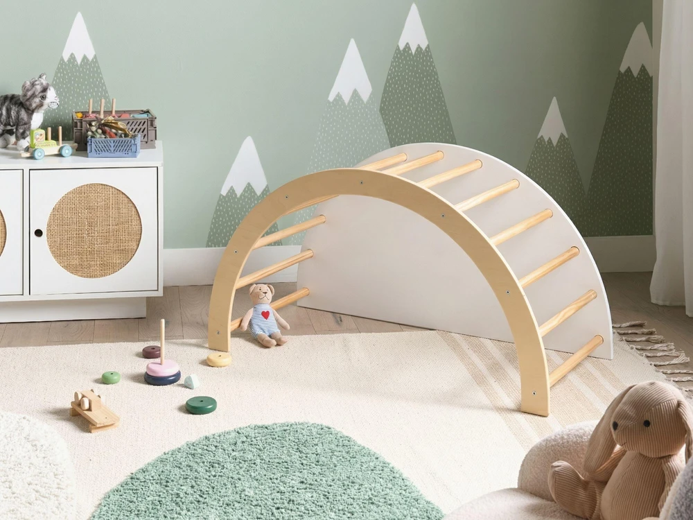 Fotelis Beliani Daugiafunkcė sūpynė NIMBIN, pušies mediena, šviesiai ruda, Montessori