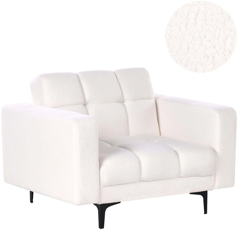 Fotelis Beliani Fotel ALNES Boucle baltas