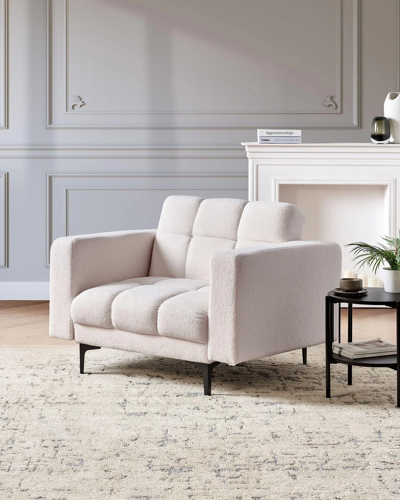 Fotelis Beliani Fotel ALNES Boucle baltas