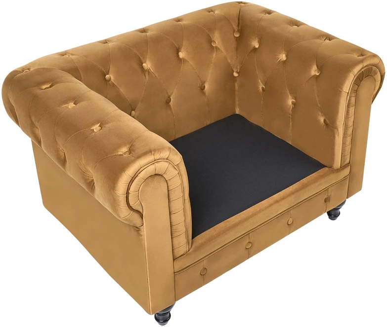 Fotelis Beliani Fotel CHESTERFIELD aksominis auksinis