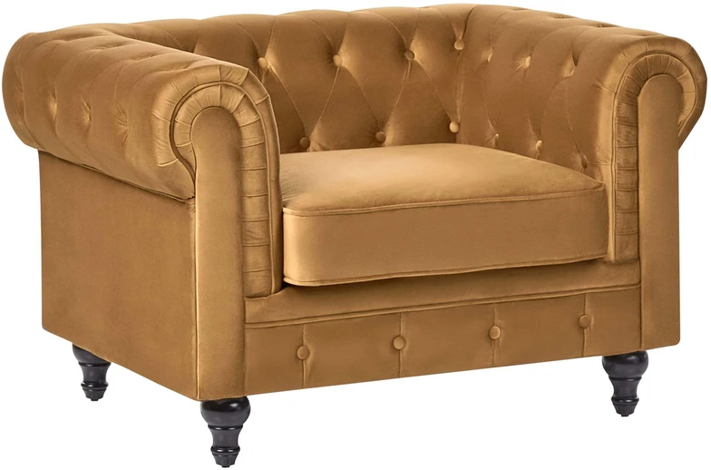 Fotelis Beliani Fotel CHESTERFIELD aksominis auksinis