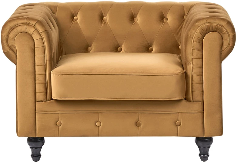 Fotelis Beliani Fotel CHESTERFIELD aksominis auksinis