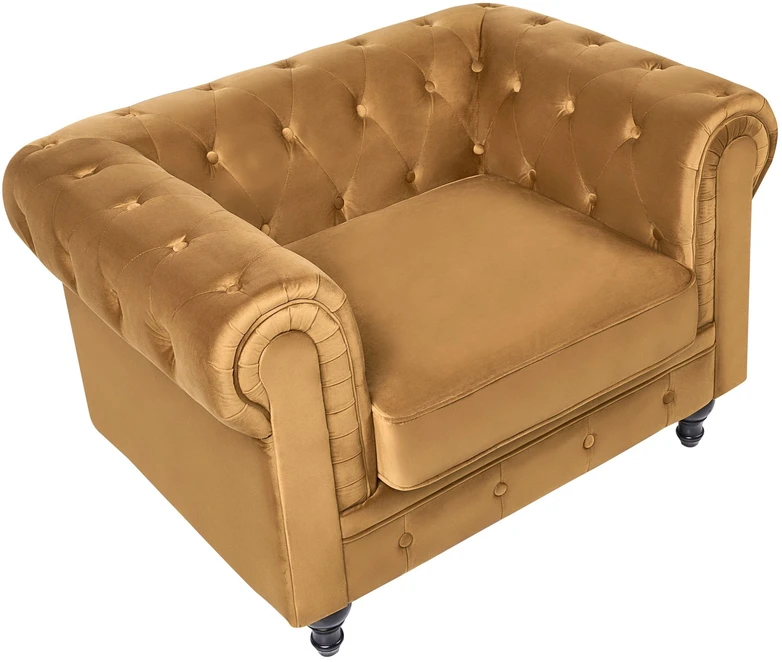 Fotelis Beliani Fotel CHESTERFIELD aksominis auksinis