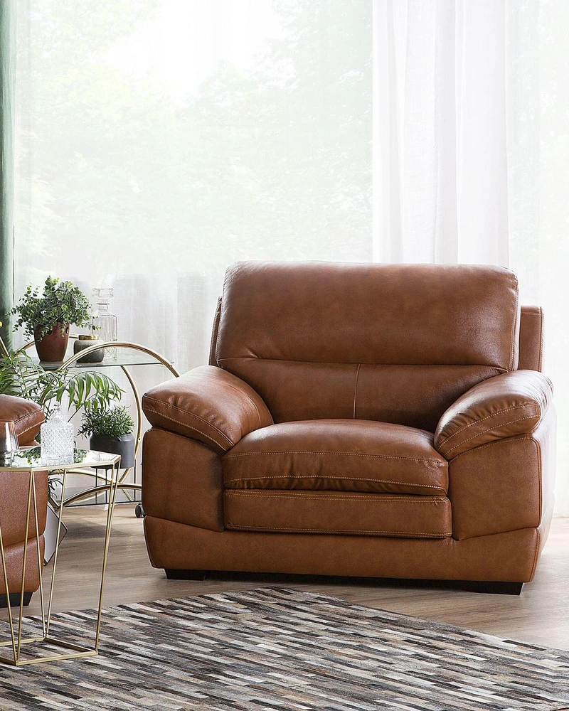 Fotelis Beliani Fotel HORTEN dirbtinė oda rudas