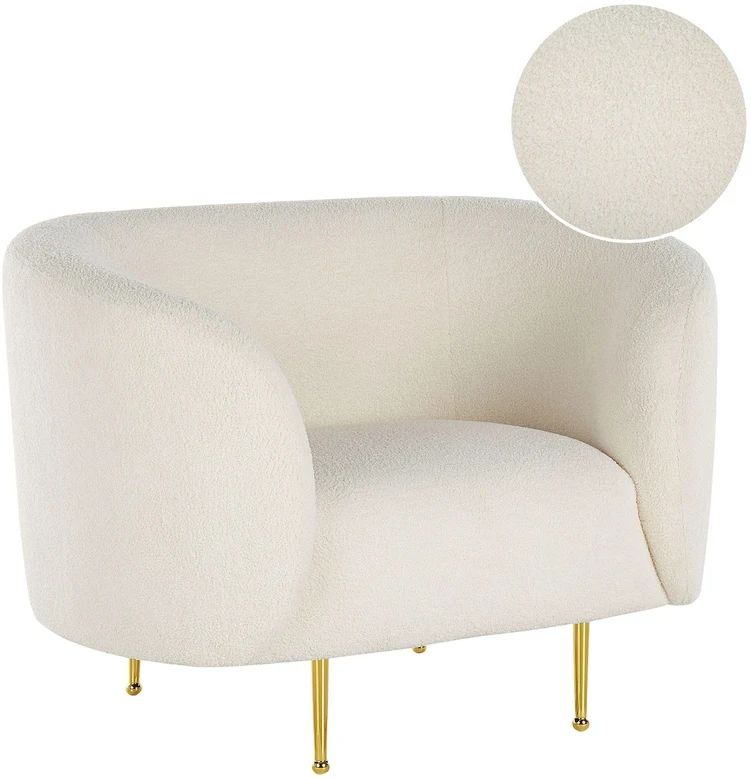 Fotelis Beliani Fotel LOEN Boucle baltas