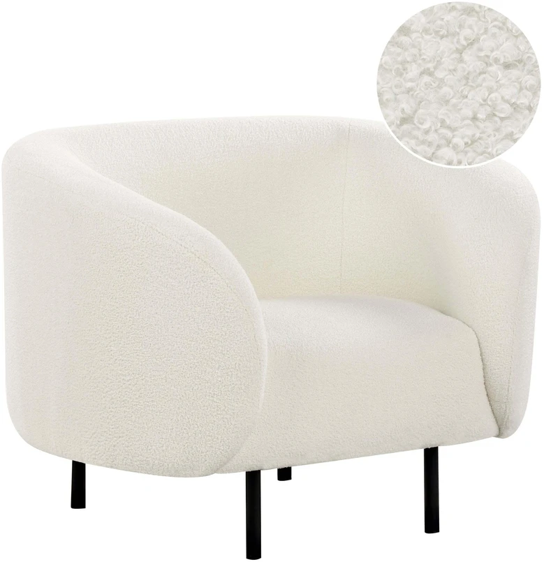 Fotelis Beliani Fotel LOEN Boucle baltas