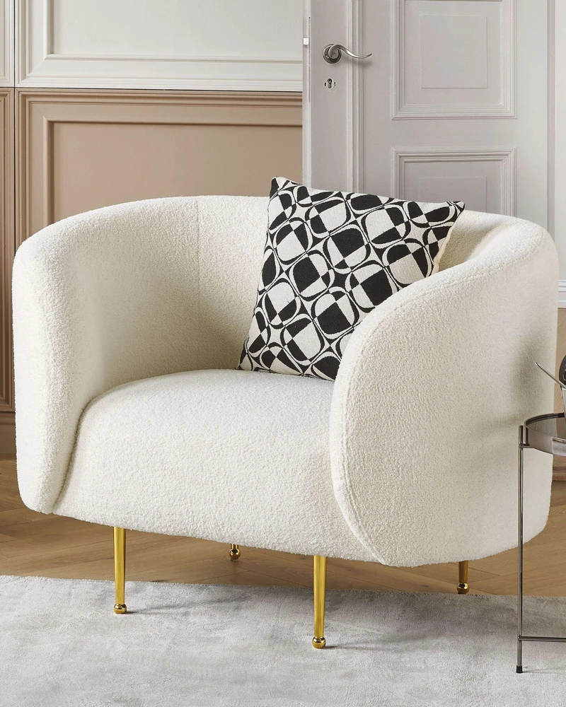 Fotelis Beliani Fotel LOEN Boucle baltas