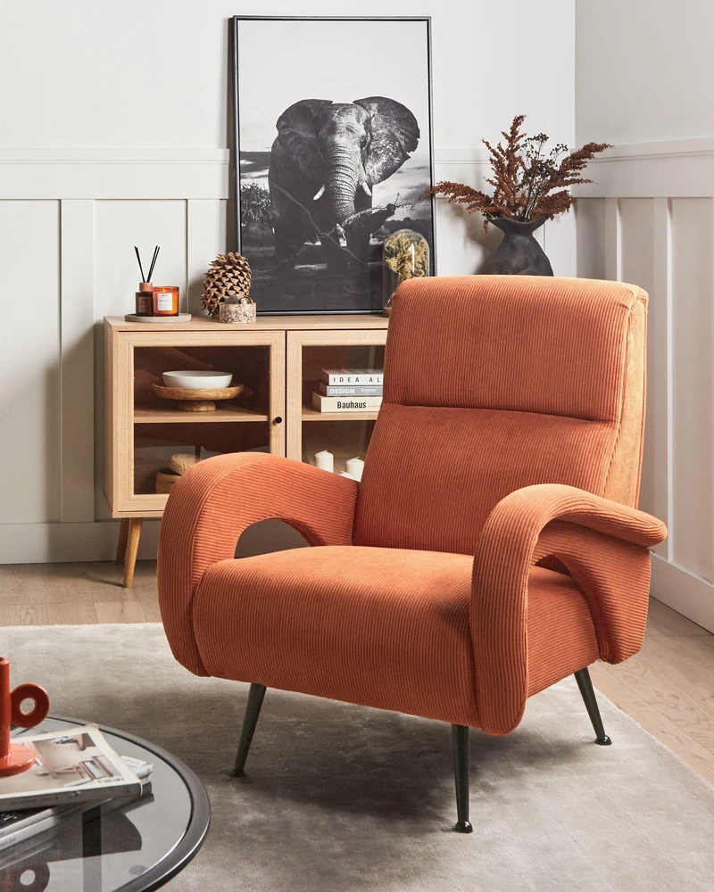 Fotelis Beliani Fotel SVALOV, velvetinis, oranžinis