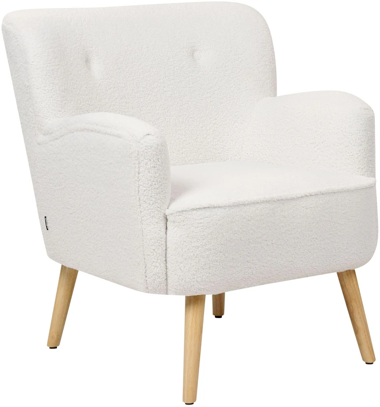 Sofa Beliani Fotel TUMBA su kojų atrama Boucle baltas