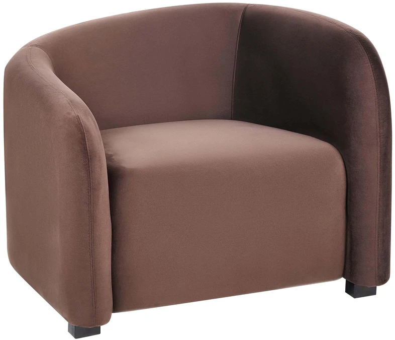 Fotelis Beliani Fotel VELTADA aksominis tamsiai rudas