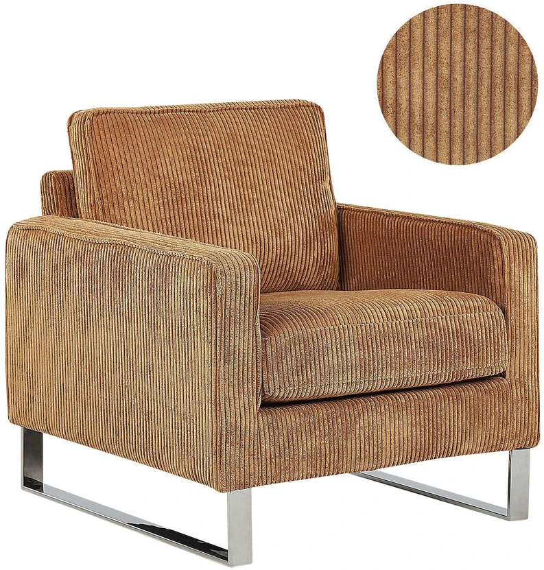 Fotelis Beliani Fotel VIND iš velveto audinio, šviesiai rudas