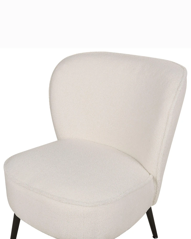 Fotelis Beliani Fotel VOSS Boucle Baltos spalvos