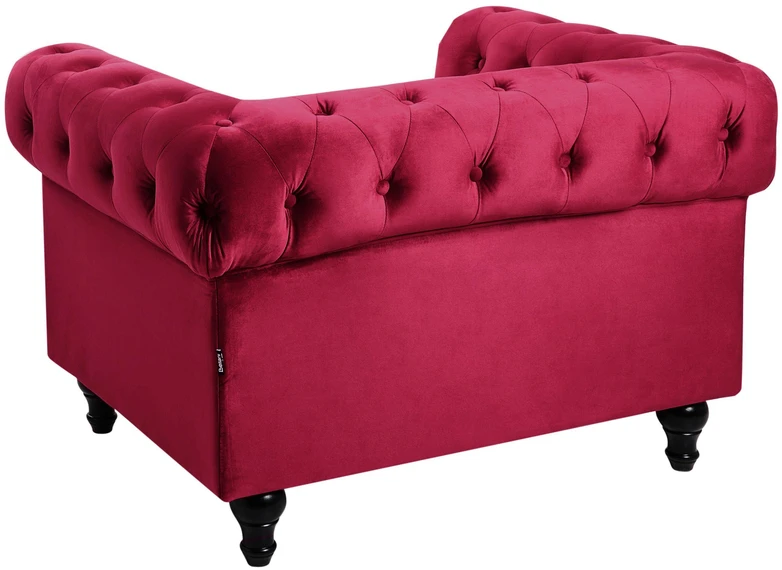 Fotelis Beliani Fotelė CHESTERFIELD aksominė burgundiška