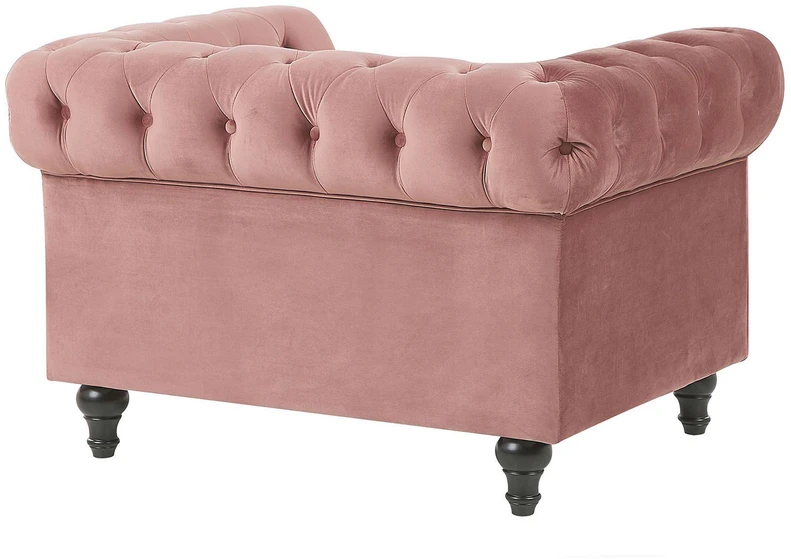 Fotelis Beliani Fotelė CHESTERFIELD veliūrinė rožinė