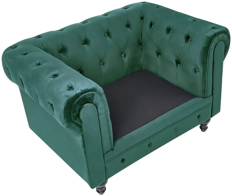 Fotelis Beliani Fotelė CHESTERFIELD veliūrinė, smaragdinė