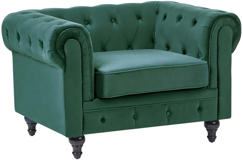 Fotelis Beliani Fotelė CHESTERFIELD veliūrinė, smaragdinė