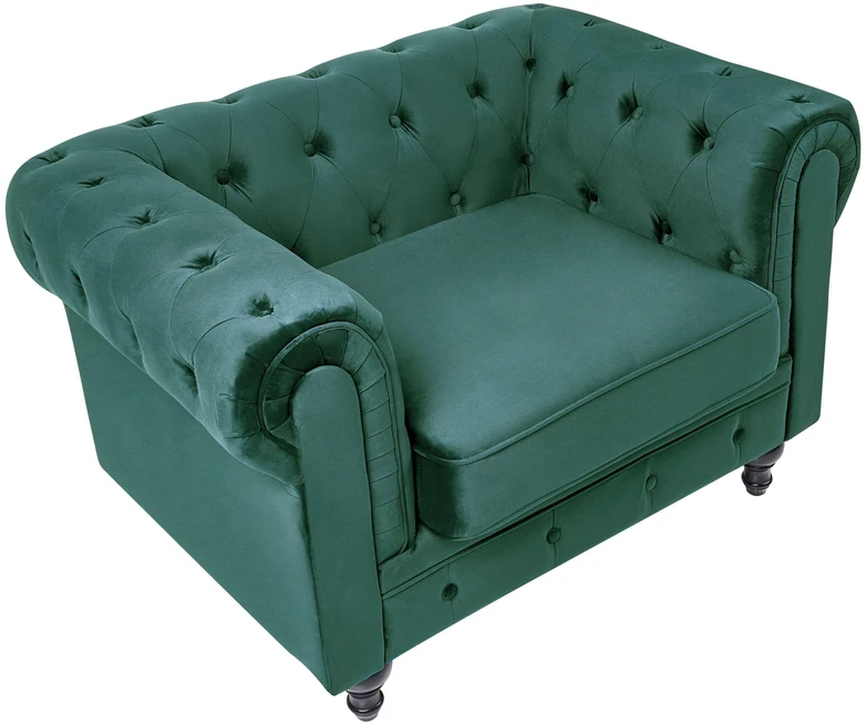 Fotelis Beliani Fotelė CHESTERFIELD veliūrinė, smaragdinė