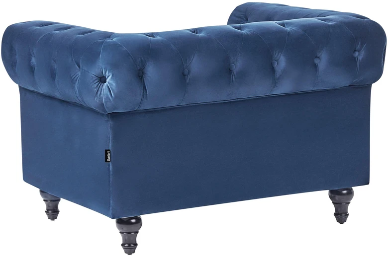 Fotelis Beliani Fotelė CHESTERFIELD veliūrinė tamsiai mėlyna