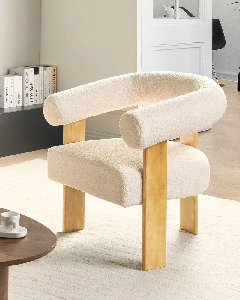 Fotelis Beliani Fotelė ILBRO Boucle kreminė/šviesiai ruda