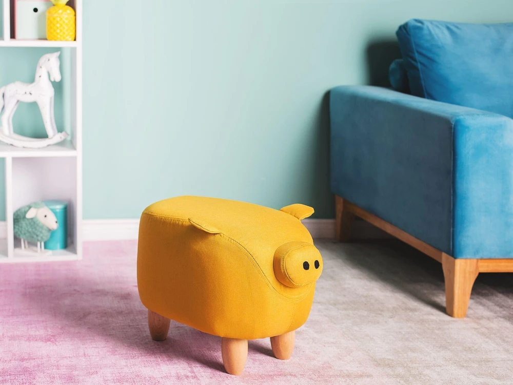 Fotelis Beliani Gyvūno formos pufas PIGGY, geltonas