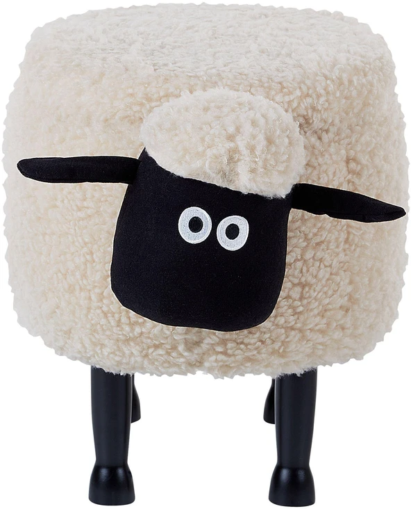 Beliani Gyvūno formos pufas su daiktadėže SHEEP šviesiai smėlio spalvos avytė