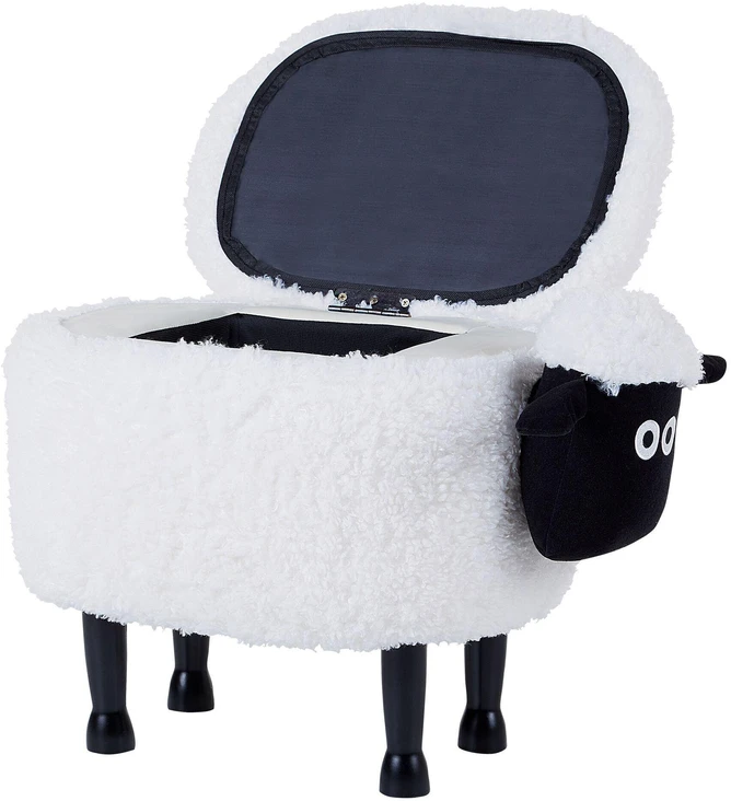 Fotelis Beliani Gyvūno formos pufas su daiktadėže SHEEP baltas avytė