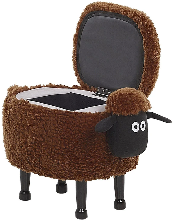 Fotelis Beliani Gyvūno formos pufas su daiktadėže SHEEP, rudas ėriukas
