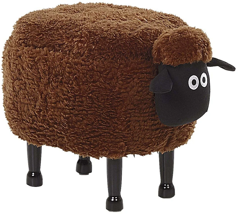 Fotelis Beliani Gyvūno formos pufas su daiktadėže SHEEP, rudas ėriukas