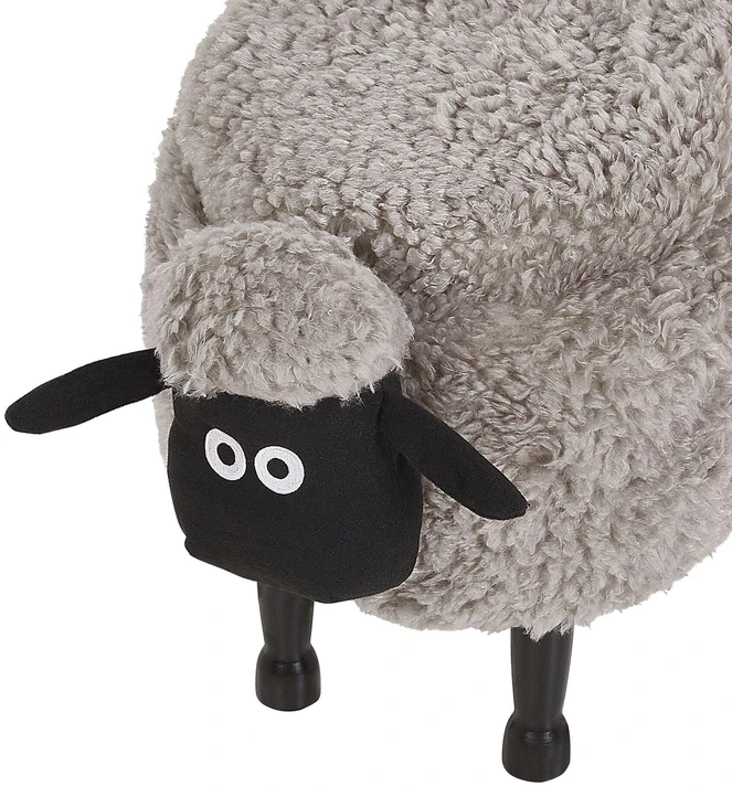 Beliani Gyvūno formos pufas su daiktadėže SHEEP, pilkas ėriukas