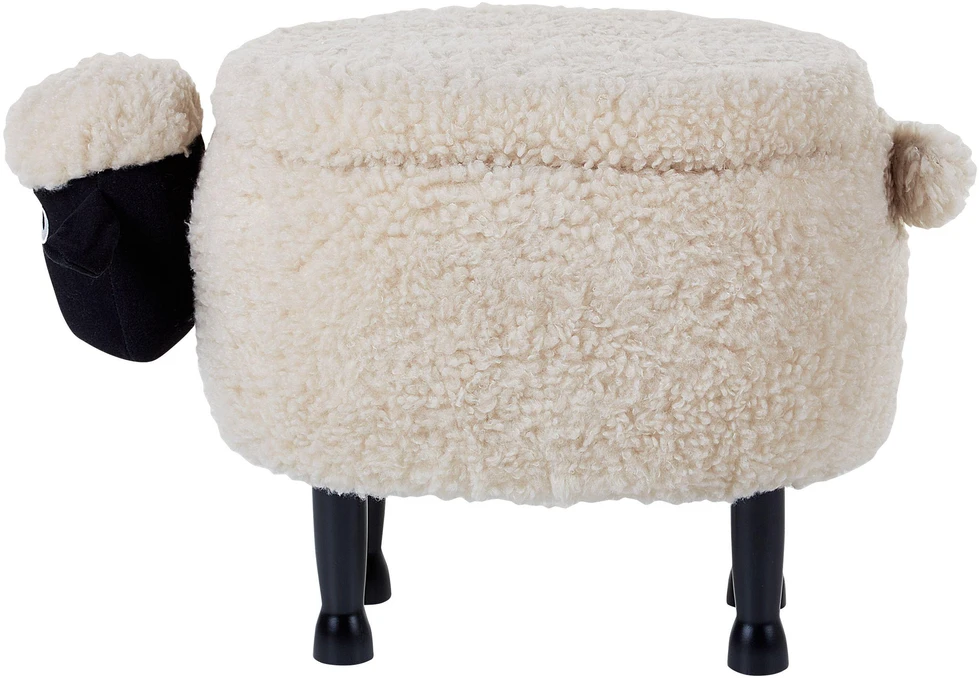 Beliani Gyvūno formos pufas su daiktadėže SHEEP šviesiai smėlio spalvos avytė