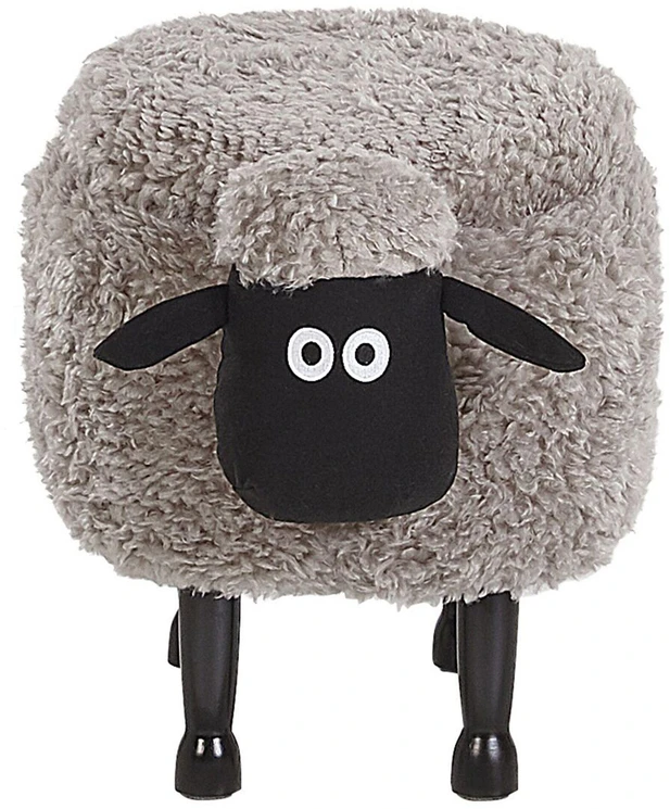 Beliani Gyvūno formos pufas su daiktadėže SHEEP, pilkas ėriukas