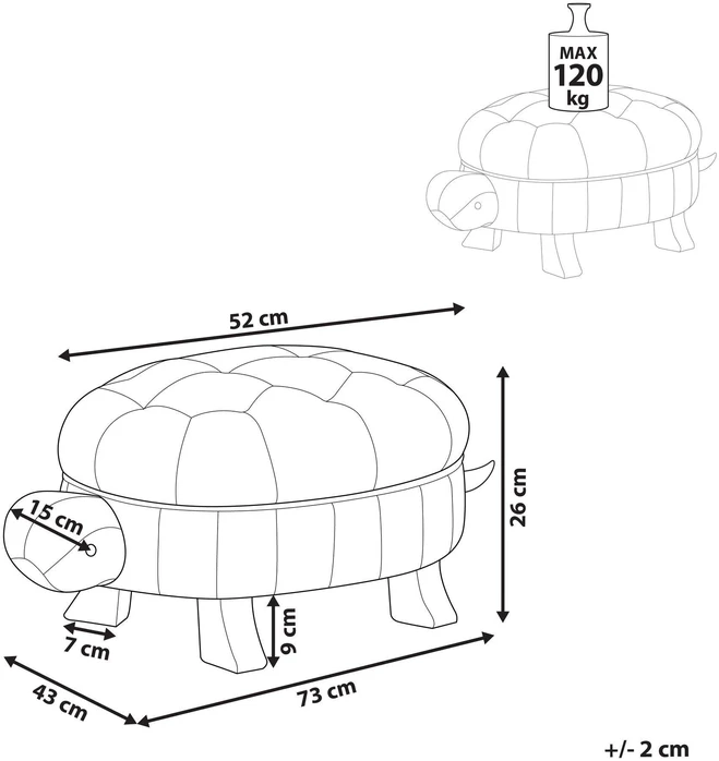 Fotelis Beliani Gyvūno formos pufas TURTLE iš dirbtinės odos, tamsiai žalias vėžlys