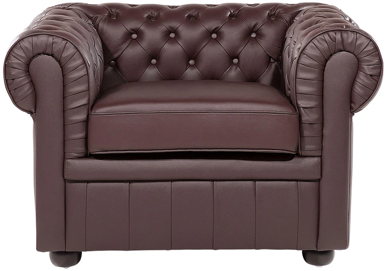 Fotelis Beliani Krėslas CHESTERFIELD Tikra oda Rudas