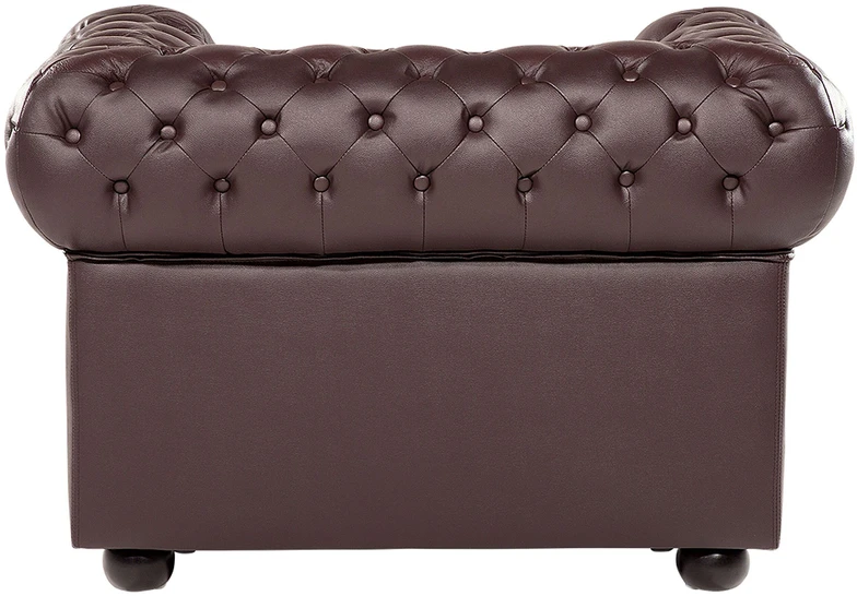 Fotelis Beliani Krėslas CHESTERFIELD Tikra oda Rudas