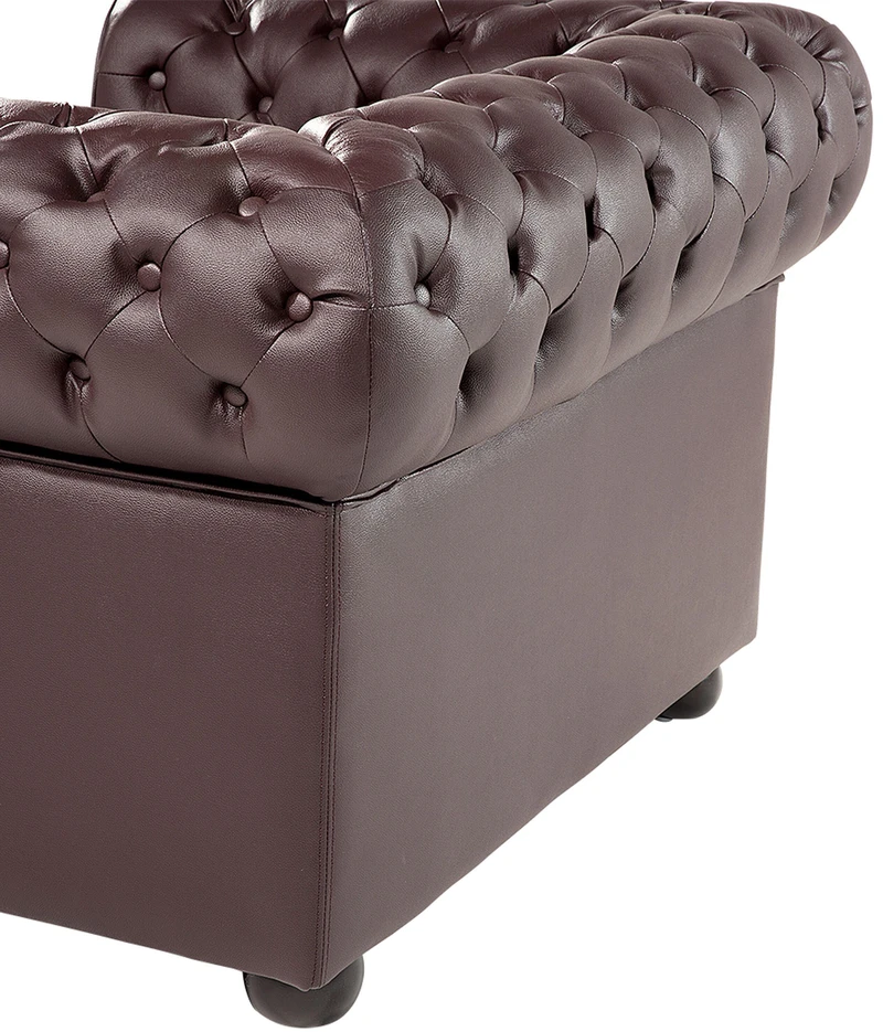 Fotelis Beliani Krėslas CHESTERFIELD Tikra oda Rudas