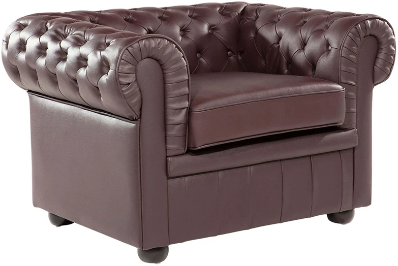 Fotelis Beliani Krėslas CHESTERFIELD Tikra oda Rudas