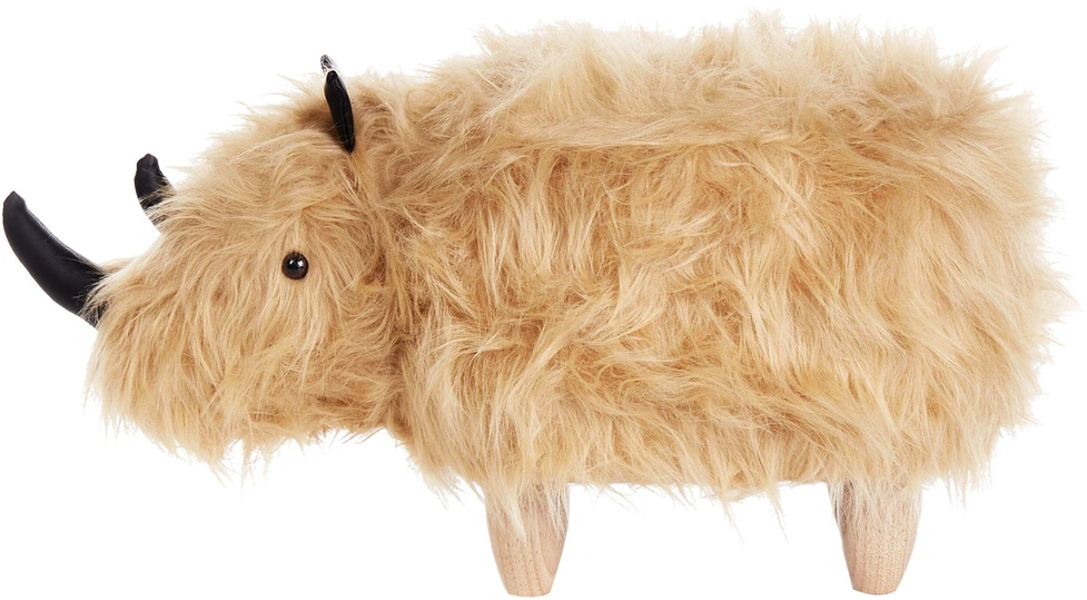 Fotelis Beliani Pufas gyvūnas WOOLLY dirbtinio kailio smėlio spalvos raganosis