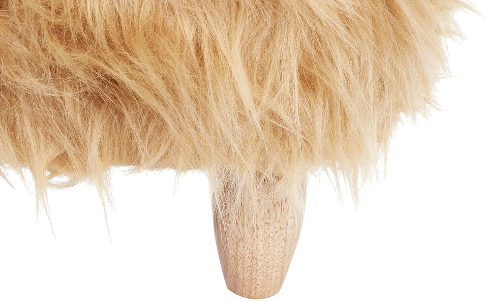 Fotelis Beliani Pufas gyvūnas WOOLLY dirbtinio kailio smėlio spalvos raganosis