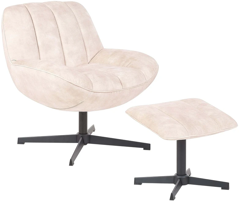 Sofa Beliani Sukamasis krėslas LIA su kojų atrama, veliūrinis, smėlio spalvos