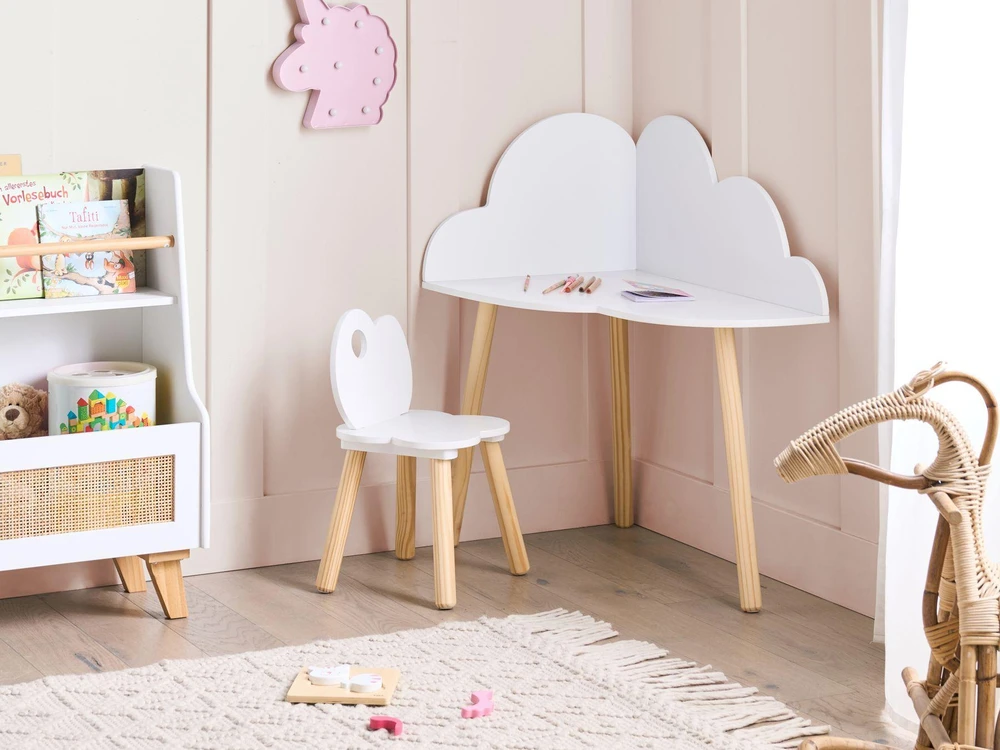 Fotelis Beliani Vaikiškas stalas su kėde CLOUDY, baltas