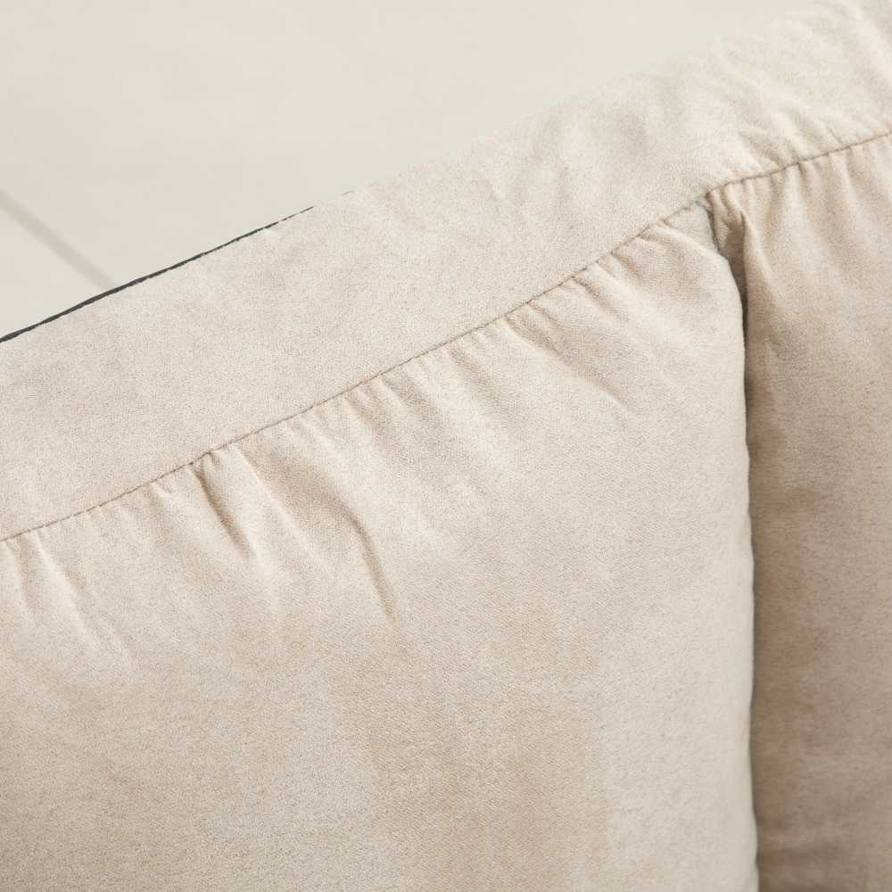 Fotelis HOMCOM 2-in-1 grindų sėdynė, sofa-lova su 3 padėčių reguliuojamu atlošu, aksominė, smėlio spalvos, 102x73x60 cm