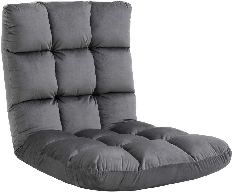 HOMCOM 3-in-1 sulankstoma grindų kėdė, reguliuojamas atlošas su 13 padėčių, sulankstomas gultas, sėdynės pagalvė, metalas, putplastis, 55 x 71 x 53,5 cm